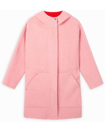 Desigual Wool Coat With Hood - Pink