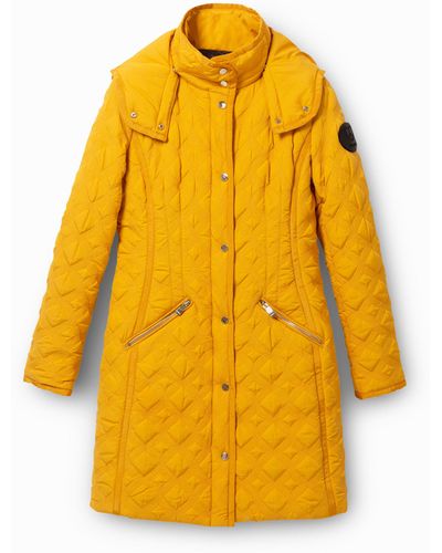 Desigual Padded Coat Hood - Yellow