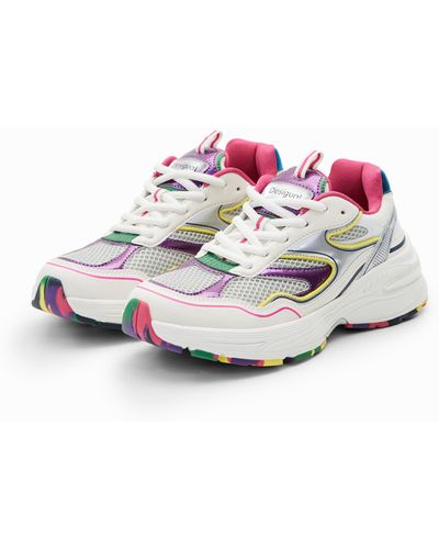 Desigual Multicolor Running Sneakers - White