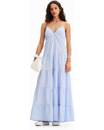 Desigual Long Striped Dress - Blue