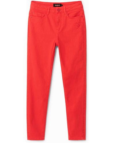 Desigual Skinny Cropped Jeans - Red