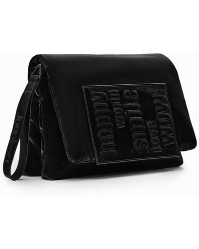 Desigual Small Crossbody Bag With Messages - Black