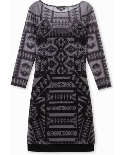 Desigual Geometric Print Fitted Dress Designed By M. Christian Lacroix - Grey