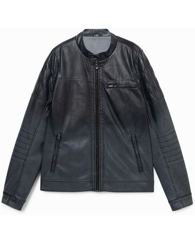 Desigual Biker Jacket Leather Effect - Blue