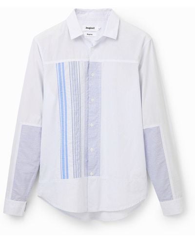 Desigual Striped Patchwork Shirt - White