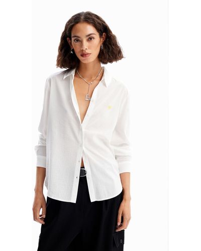 Desigual Textured Stripy Shirt - White