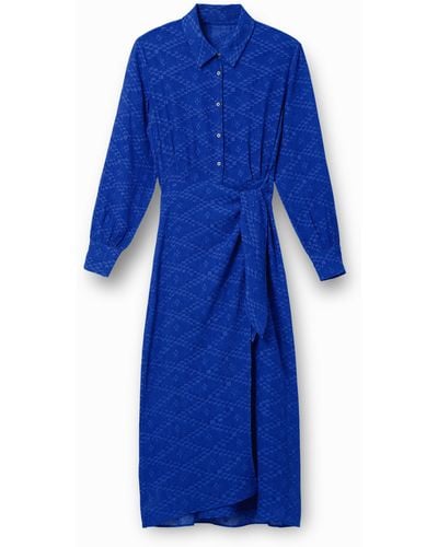 Desigual Midi Wrap Dress - Blue