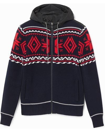 Desigual Hooded Knit Jacket - Red
