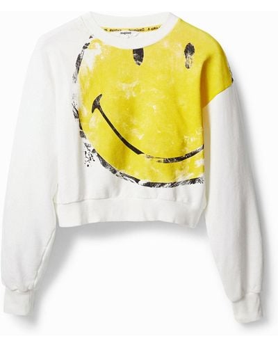 Desigual Smiley Cropped Sweatshirt - Metallic