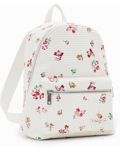 Desigual S Textured Floral Backpack - White