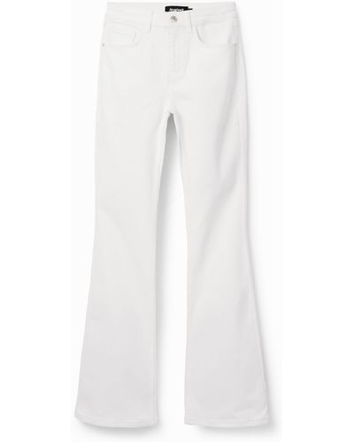 Desigual Long Flare Jeans - White