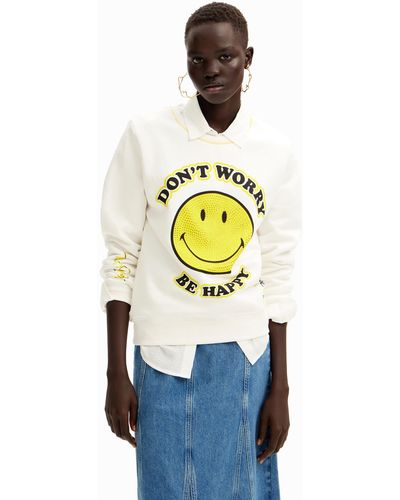 Desigual Smiley Originals Strass Sweatshirt - Metallic