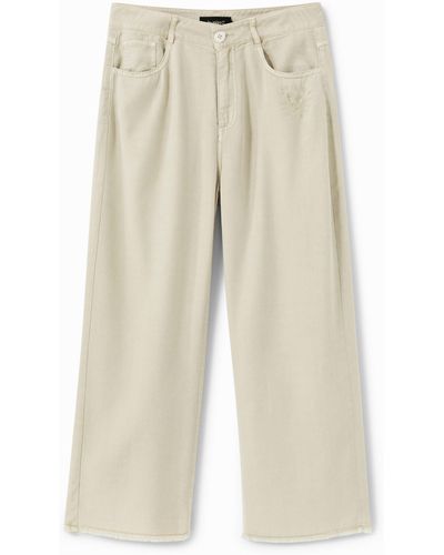 Desigual Cropped Culotte Trousers - Natural