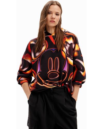Desigual Oversize Mickey Mouse Hoodie - Red