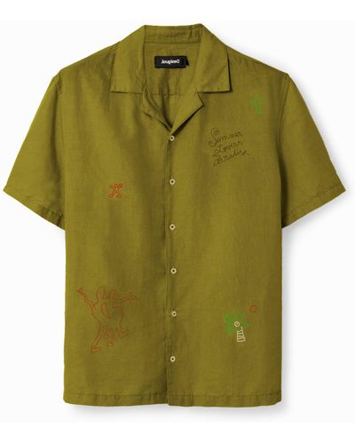 Desigual Embroidered Resort Shirt - Green