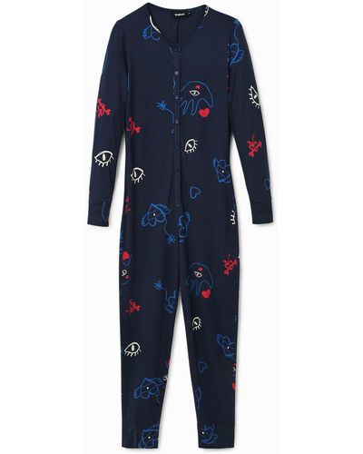 Desigual Printed Pyjama Onesie - Blue