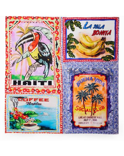 Desigual Stella Jean Arty Postcard Square Scarf - Multicolour