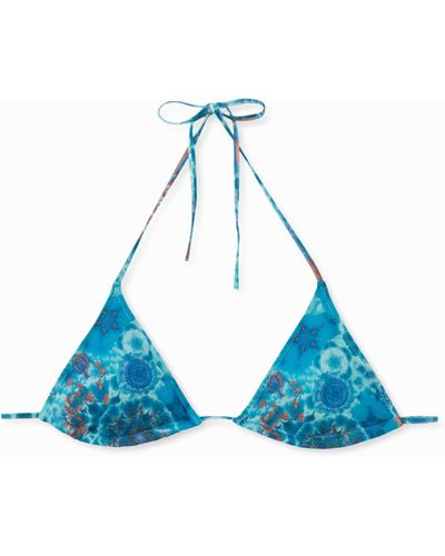 Desigual Triangle Bikini Top - Blue