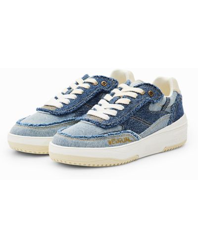 Desigual Retro Patchwork Denim Sneakers - Blue