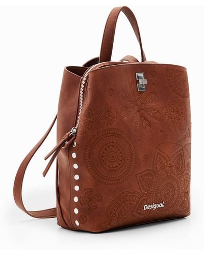 Desigual Small Embroidered Backpack - Brown