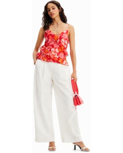Desigual Pleated Wide-leg Pants - Red