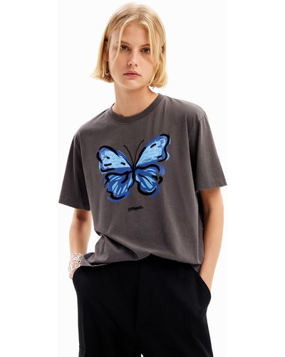 Desigual Butterfly Illustration T-shirt - Black