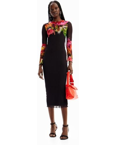 Desigual M. Christian Lacroix Floral Tulle Dress - Black