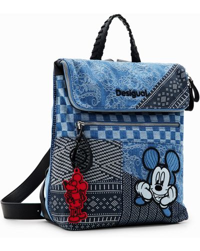 Desigual Midsize Denim Mickey Mouse Backpack - Blue