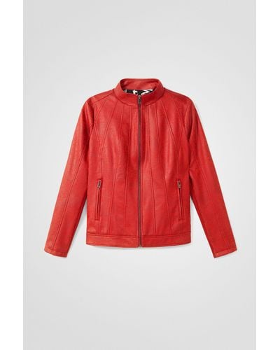 Desigual Slim High Neck Jacket - Red