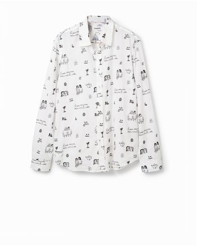 Desigual Embroidered Voile Shirt - White