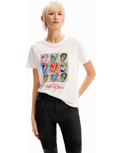 Desigual Multicolor The Rolling Stones T-shirt - White