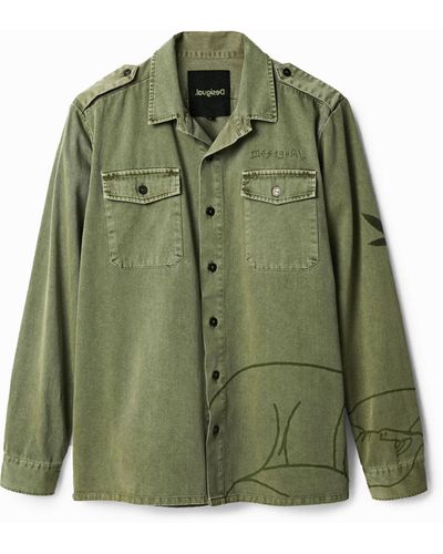 Desigual Cotton Military Overshirt - Green