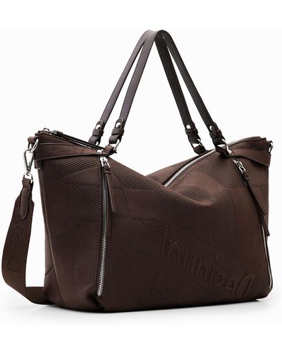 Desigual Large Textured Bag - Brown
