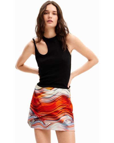 Desigual Wave Wrap Mini Skirt - Red