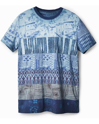Desigual T-shirt With Arty Friezes - Blue