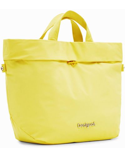 Desigual L Reversible Nylon Tote Bag - Yellow