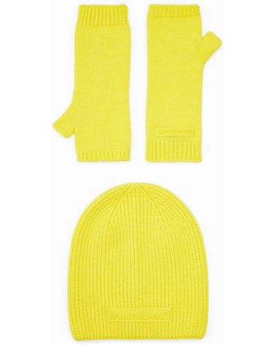 Desigual Mittens And Hat Gift Box - Yellow