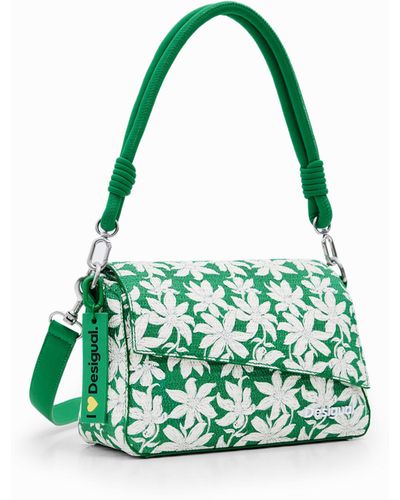 Desigual S Textured Floral Bag - Green