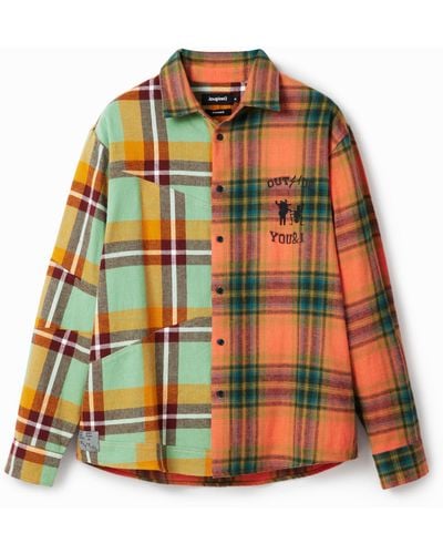 Desigual Oversize Plaid Shirt - Brown