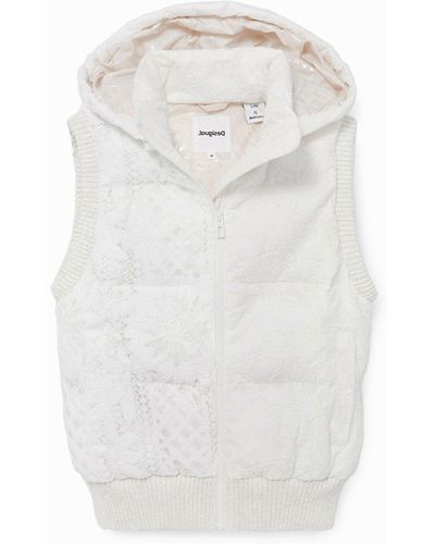 Desigual Lace Quilted Gilet - White