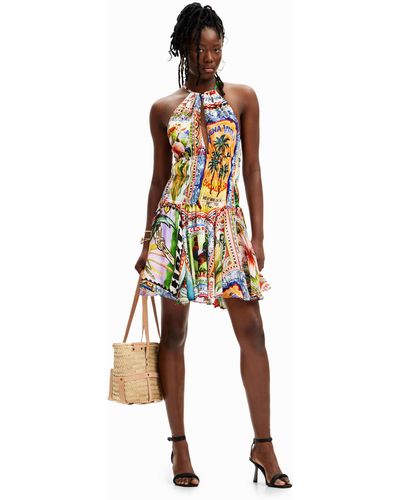 Desigual Stella Jean Arty Postcard Short Dress - Multicolor