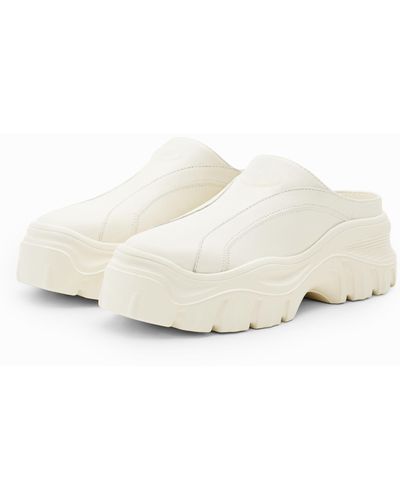 Desigual Chunky Leather Clogs - White