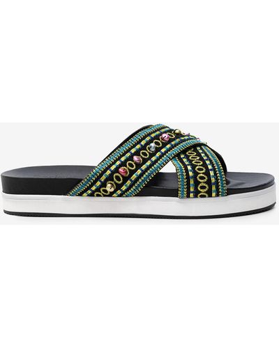 Desigual Platform Sandals With Beads - Green