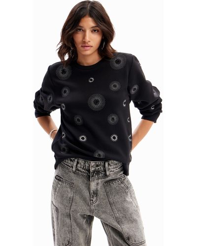 Desigual Geometric Embroidery Sweatshirt - Black