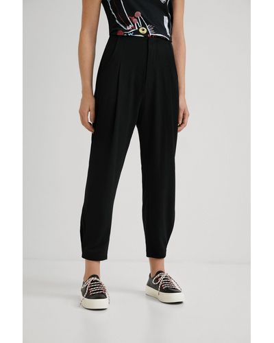 Desigual Pleated Slouchy Trousers - Black