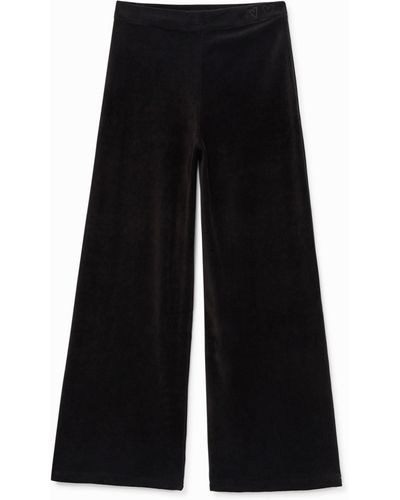 Desigual Velvet Flared Trousers - Black