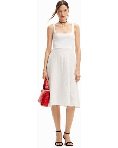 Desigual Flared Midi Dress - White