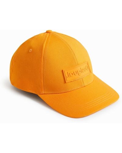 Desigual Cap Logo Plate And Messages - Orange