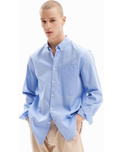 Desigual Patchwork Poplin Shirt - Blue