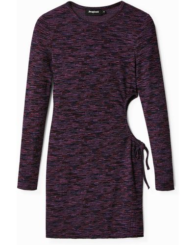 Desigual Short Slim Cut-out Dress - Purple